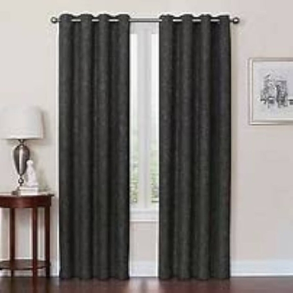 Quinn Total Blackout Grommet Top Curtain Panel 50x63 BLACK Energy Efficient NIB - Picture 1 of 4